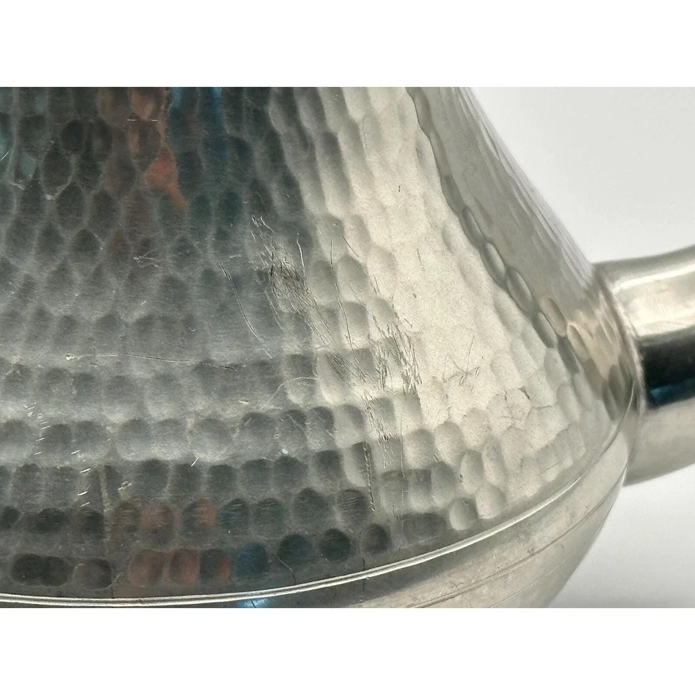 Vintage Hammered Pewter Teapot —  Mid‑Century Metal Teapot